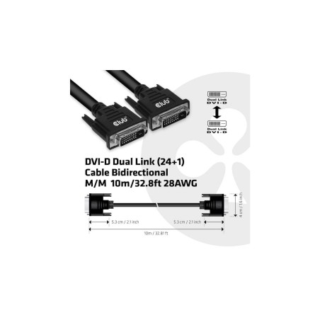 Club 3D CAC-1220 Digital DVI kabel 10 m Sort